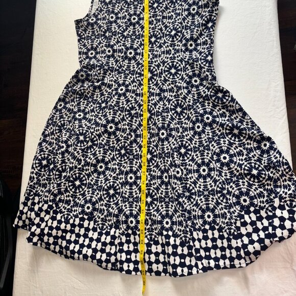 Blue & White Sleeveless Geometric Print Dress - Size S - Picture 5 of 8